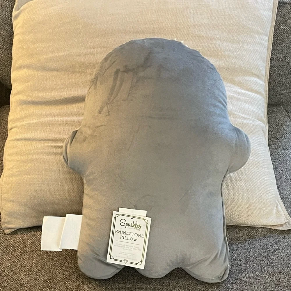 NEW Sparkles Home Silver Rhinestone Halloween Ghost Pillow